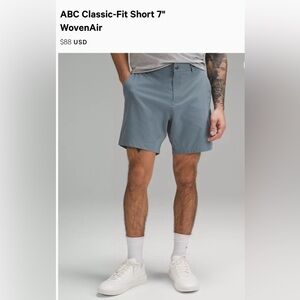 Lululemon ABC Classic Fit 7” Short WovenAir - men’s sz 38 - Color Belgium Blue